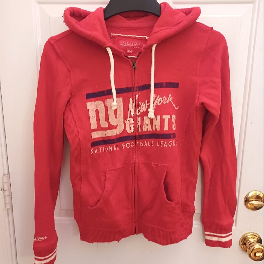 Mitchell & Ness NY Giants NFL Football Team Hooded Jacket Women's Sz Small Red
